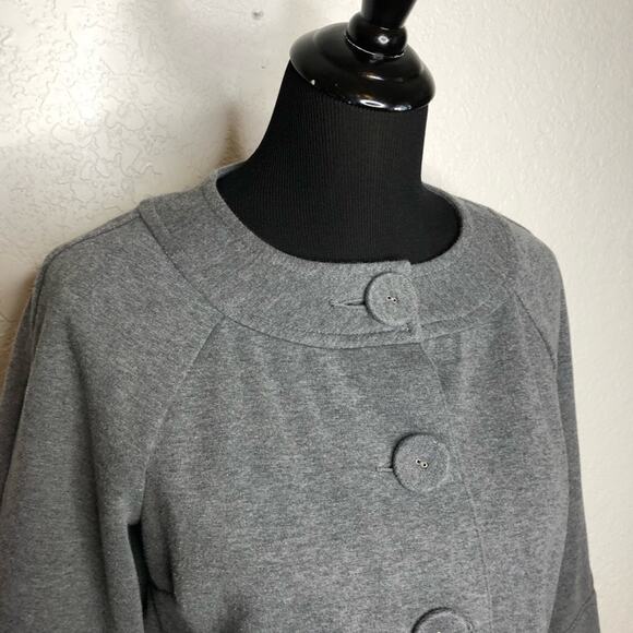 Hanna Andersson gray button front cropped swing jacket size Medium Petite PM - Picture 3 of 14